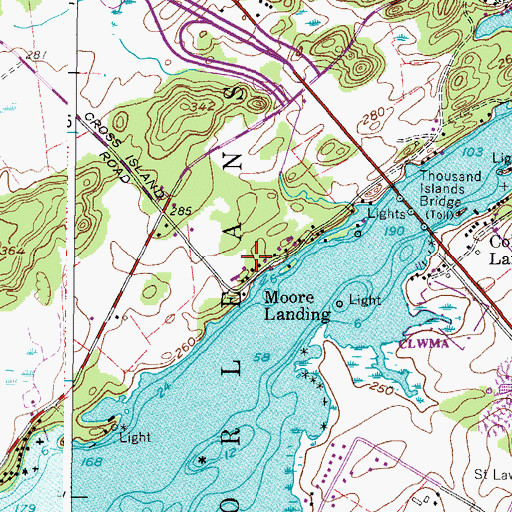 Topographic Map of Moore Landing, NY