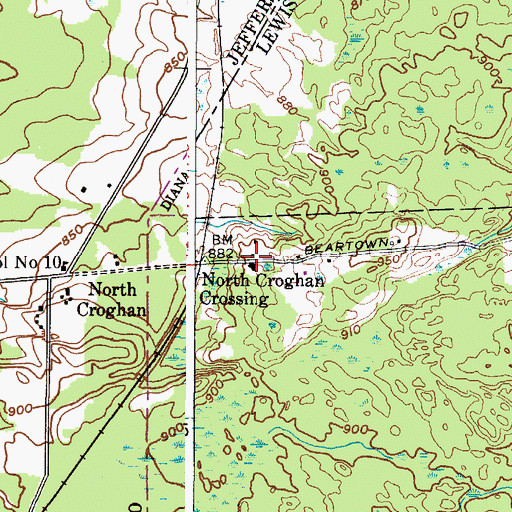 Topographic Map of North Croghan Crossing, NY