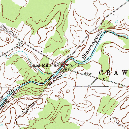 Topographic Map of Red Mills, NY