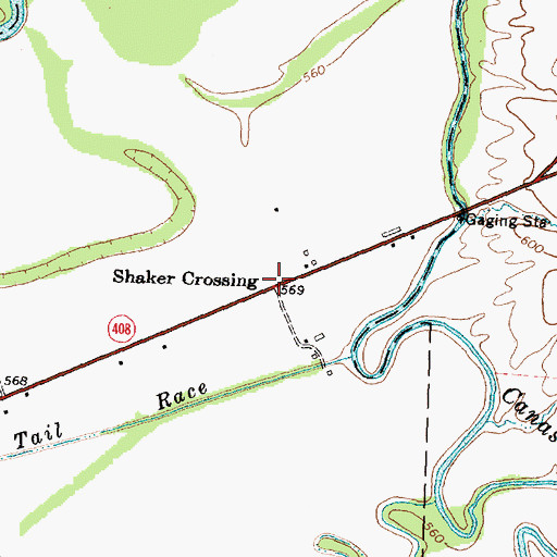 Topographic Map of Shaker Crossing, NY
