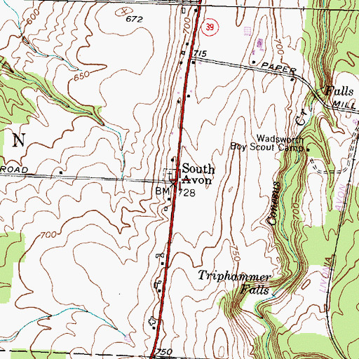 Topographic Map of South Avon, NY