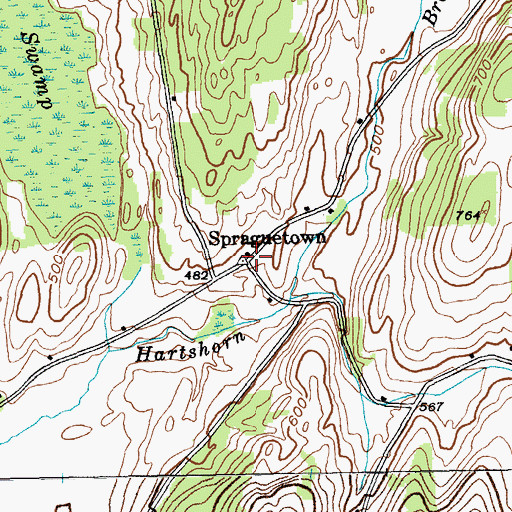 Topographic Map of Spraguetown, NY