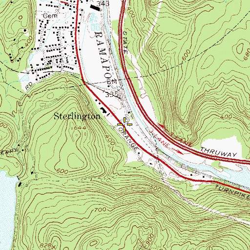 Topographic Map of Sterlington, NY