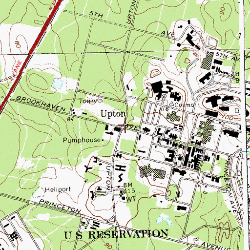 Topographic Map of Upton, NY
