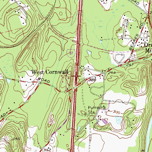 Topographic Map of West Cornwall, NY