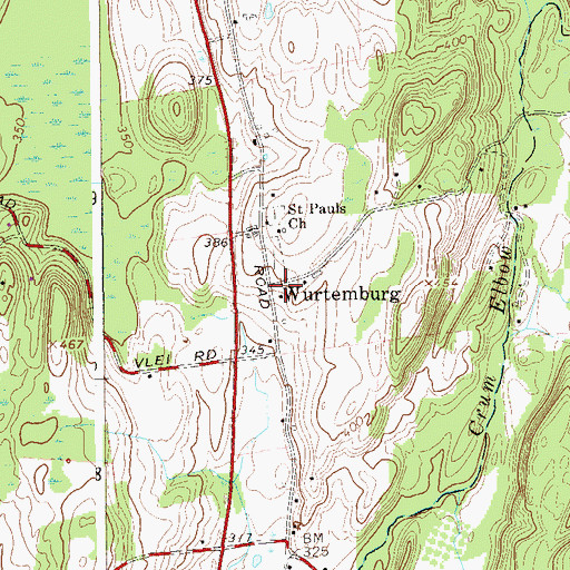 Topographic Map of Wurtemburg, NY