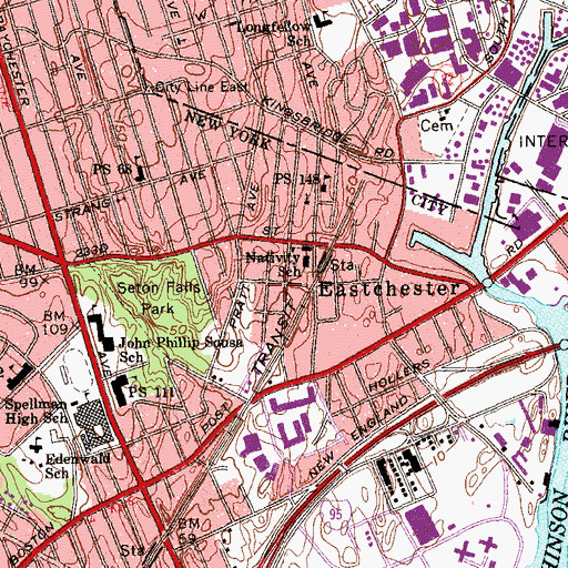 Topographic Map of Eastchester, NY