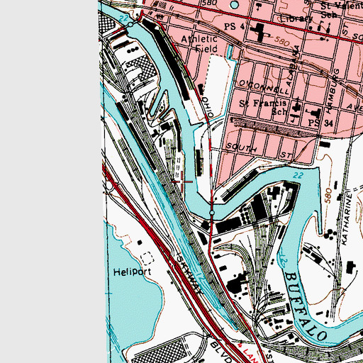 Topographic Map of Buffalo Ship Canal, NY
