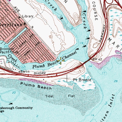 Topographic Map of Plumb Beach Channel, NY