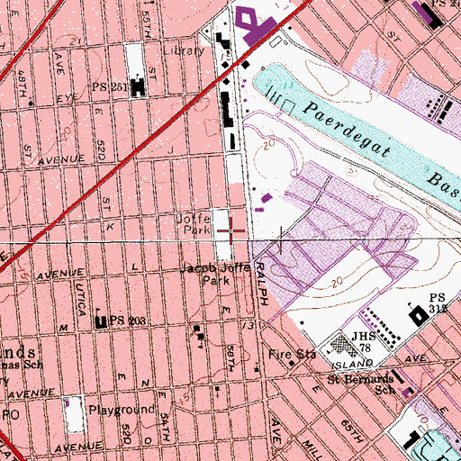 Topographic Map of Jacob Joffe Park, NY
