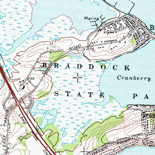Topographic Map of Braddock Bay Fish and Wildlife Management Area, NY