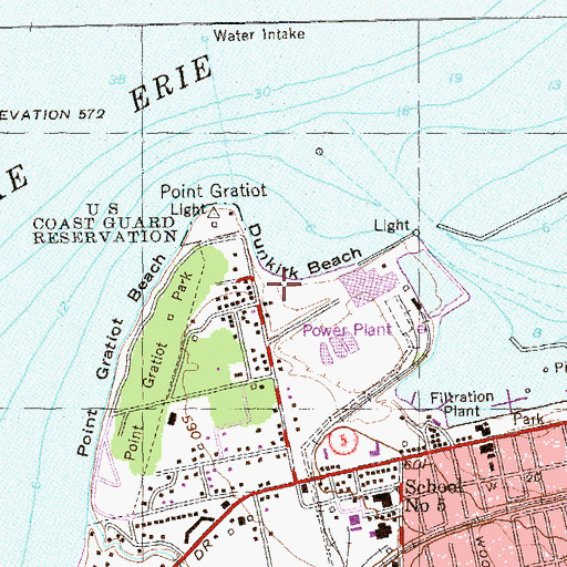 Topographic Map of Dunkirk Beach, NY