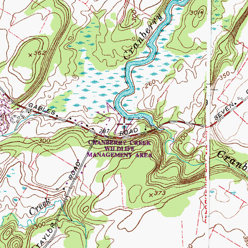 Topographic Map of Cranberry Creek Wildlife Management Area, NY