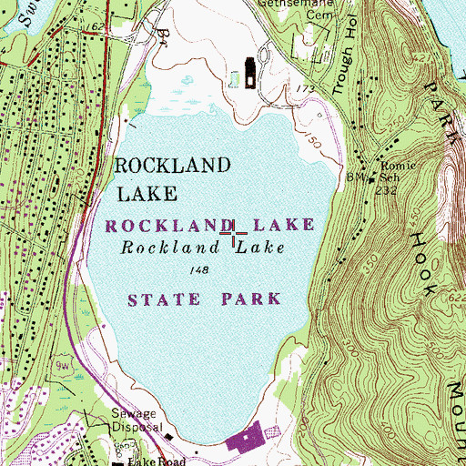 Topographic Map of Rockland Lake State Park, NY