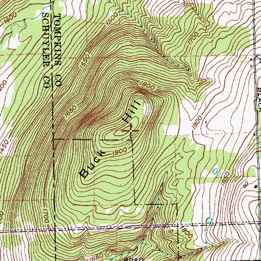 Topographic Map of Buck Hill, NY
