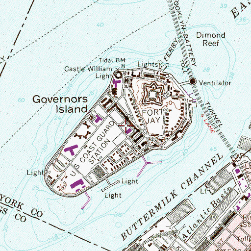Topographic Map of Governors Island, NY