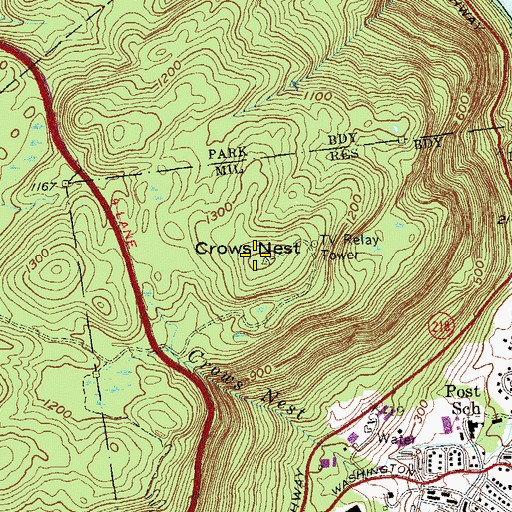 Topographic Map of Crows Nest, NY