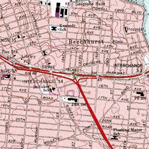 Topographic Map of Interchange 2, NY