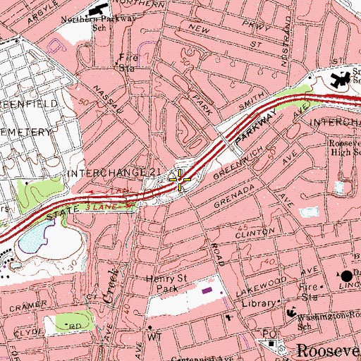 Topographic Map of Interchange 21, NY