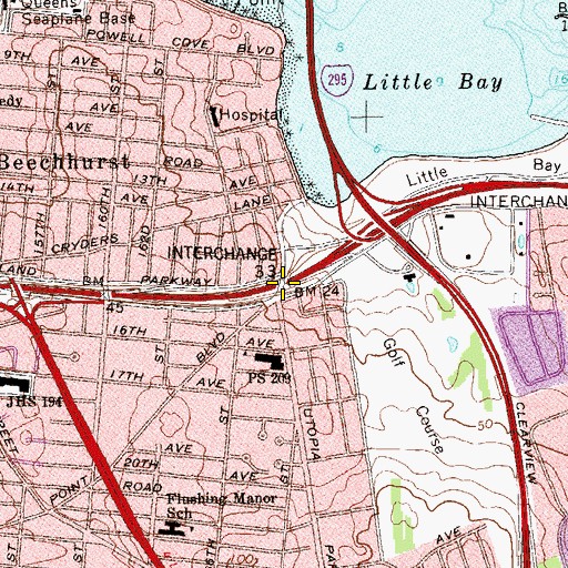 Topographic Map of Interchange 3, NY