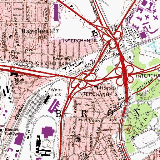 Topographic Map of Interchange 3, NY