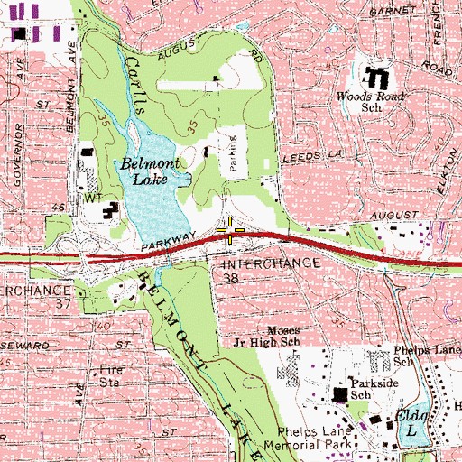 Topographic Map of Interchange 38, NY