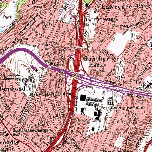 Topographic Map of Interchange 4, NY