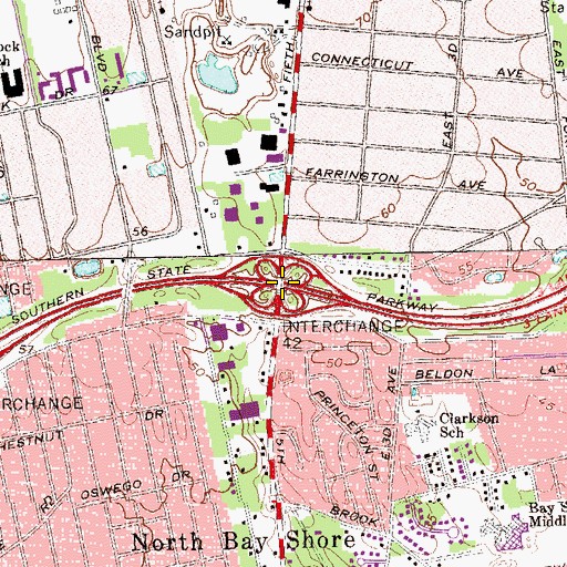 Topographic Map of Interchange 42, NY