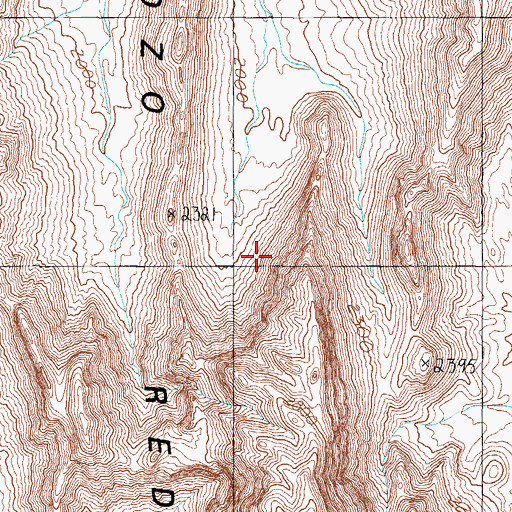 Topographic Map of Pozo Redondo Mountains, AZ