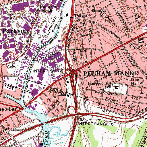 Topographic Map of Interchange 7, NY