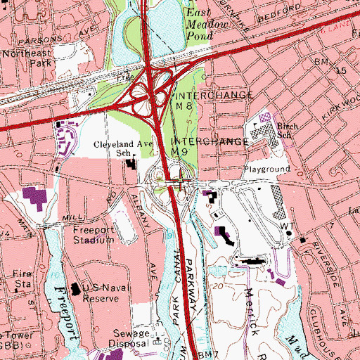 Topographic Map of Interchange M 9, NY