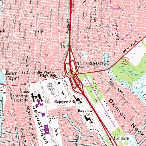 Topographic Map of Interchange Rm 2, NY
