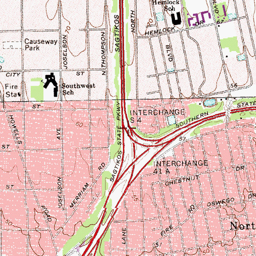 Topographic Map of Interchange S 4, NY
