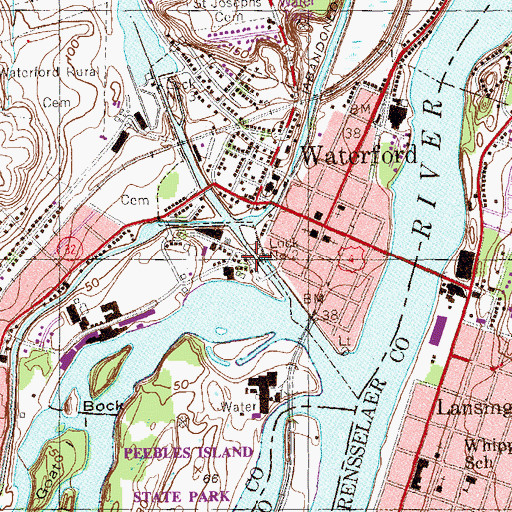 Topographic Map of Lock Number 2, NY