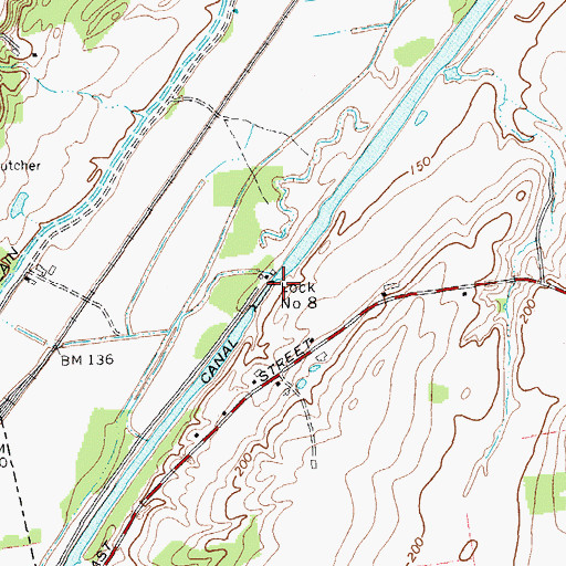 Topographic Map of Lock Number 8, NY