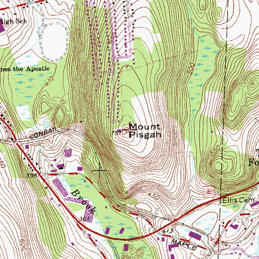 Topographic Map of Mount Pisgah, NY