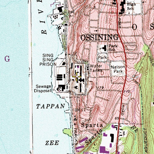 Topographic Map of Sing Sing Correctional Facility, NY