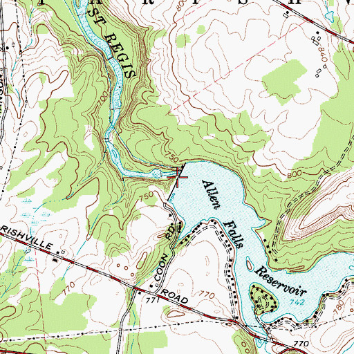 Topographic Map of Allen Falls Reservoir, NY