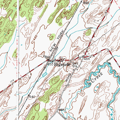 Topographic Map of Bigelow, NY