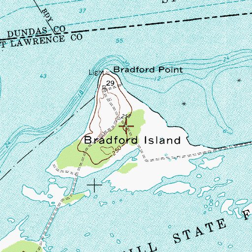 Topographic Map of Bradford Island, NY