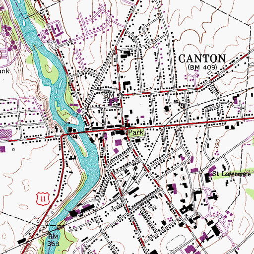 Topographic Map of Canton, NY