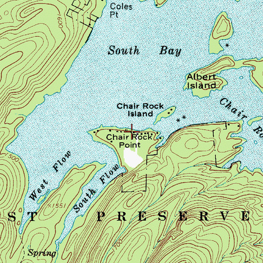 Topographic Map of Chair Rock Point, NY