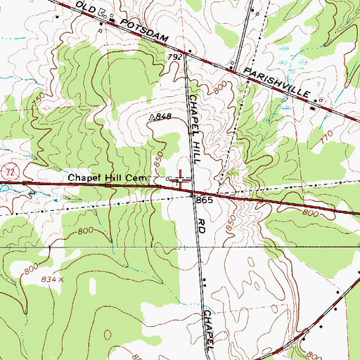Topographic Map of Chapel Hill Cemetery, NY