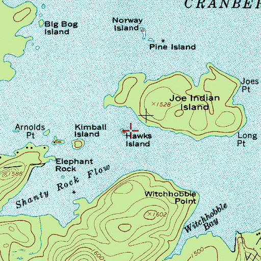 Topographic Map of Hawks Island, NY