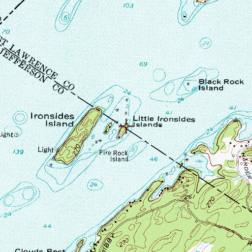 Topographic Map of Little Ironsides Islands, NY