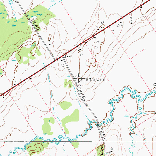 Topographic Map of Martin Cemetery, NY