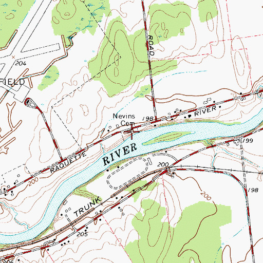 Topographic Map of Nevins Cemetery, NY