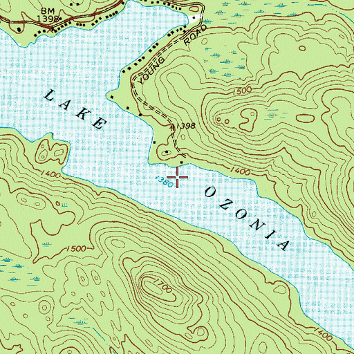 Topographic Map of Lake Ozonia, NY