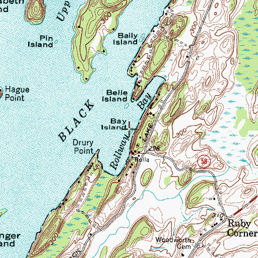 Topographic Map of Rollway Bay, NY