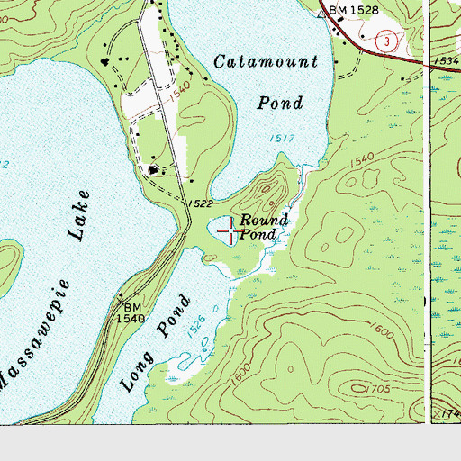 Topographic Map of Round Pond, NY